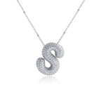 Bubble Initial Necklace 14k Gold Plated Cubic Zirconia nowadaysfashion