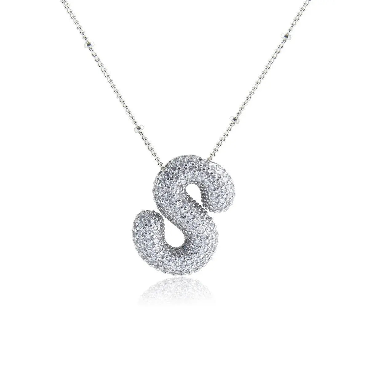 Bubble Initial Necklace 14k Gold Plated Cubic Zirconia - Blade & Thread