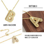Bubble Initial Necklace 14k Gold Plated Cubic Zirconia nowadaysfashion