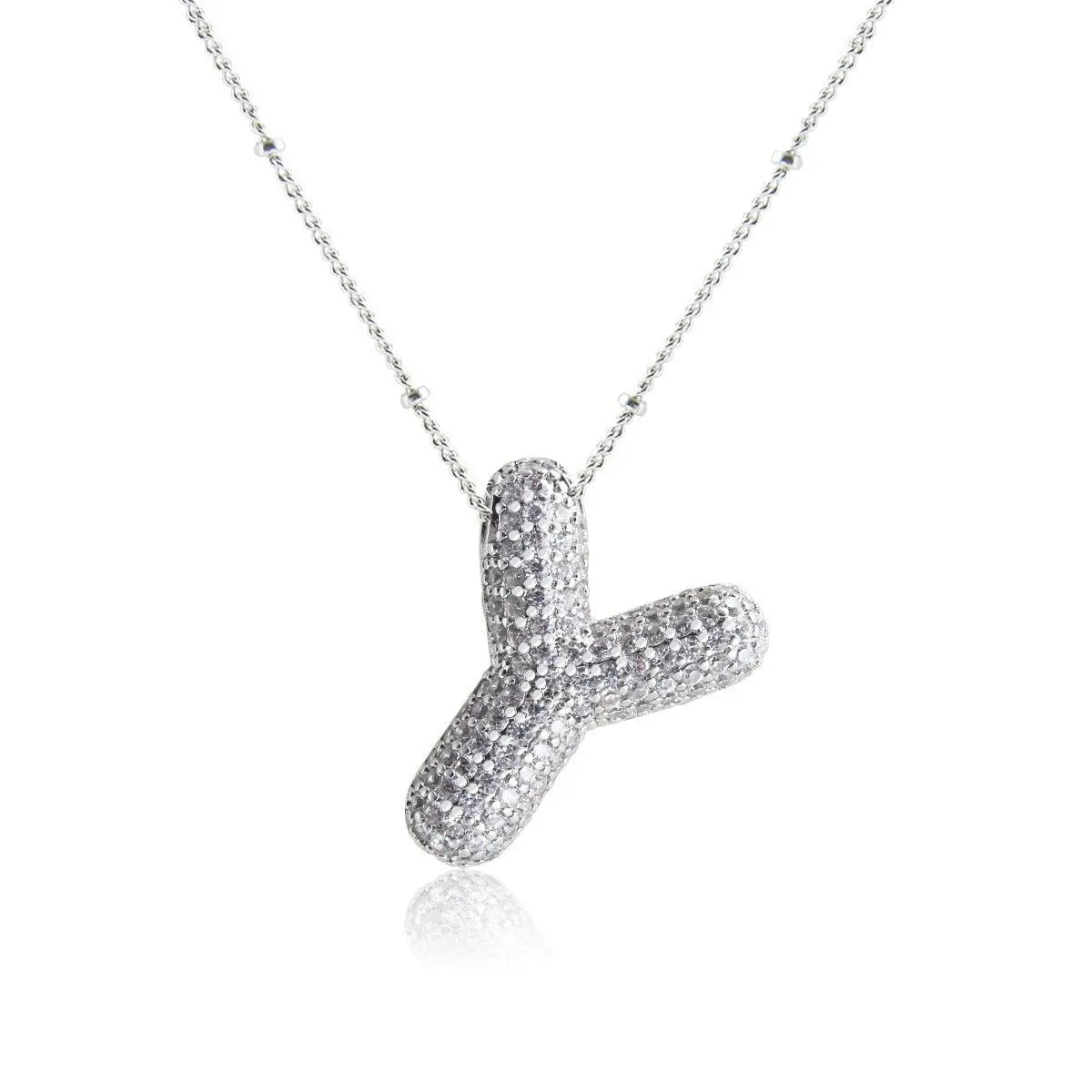 Bubble Initial Necklace 14k Gold Plated Cubic Zirconia - Blade & Thread
