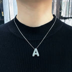 Bubble Initial Necklace 14k Gold Plated Cubic Zirconia nowadaysfashion