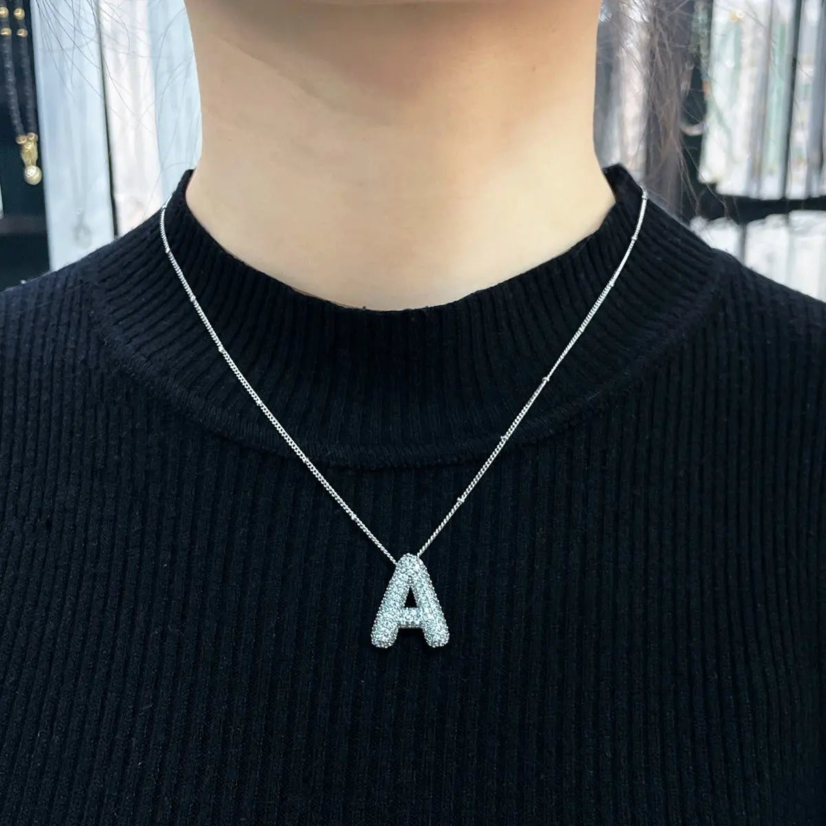 Bubble Initial Necklace 14k Gold Plated Cubic Zirconia - Blade & Thread