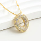 Bubble Initial Necklace 14k Gold Plated Cubic Zirconia nowadaysfashion