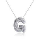 Bubble Initial Necklace 14k Gold Plated Cubic Zirconia nowadaysfashion