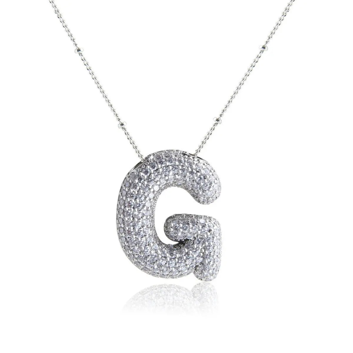 Bubble Initial Necklace 14k Gold Plated Cubic Zirconia nowadaysfashion