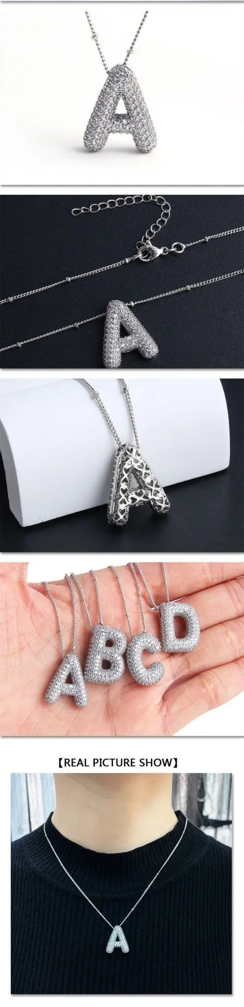 Bubble Initial Necklace 14k Gold Plated Cubic Zirconia - Blade & Thread