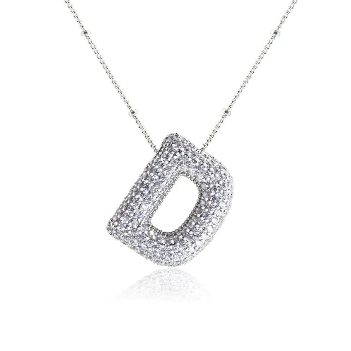 Bubble Initial Necklace 14k Gold Plated Cubic Zirconia - Blade & Thread