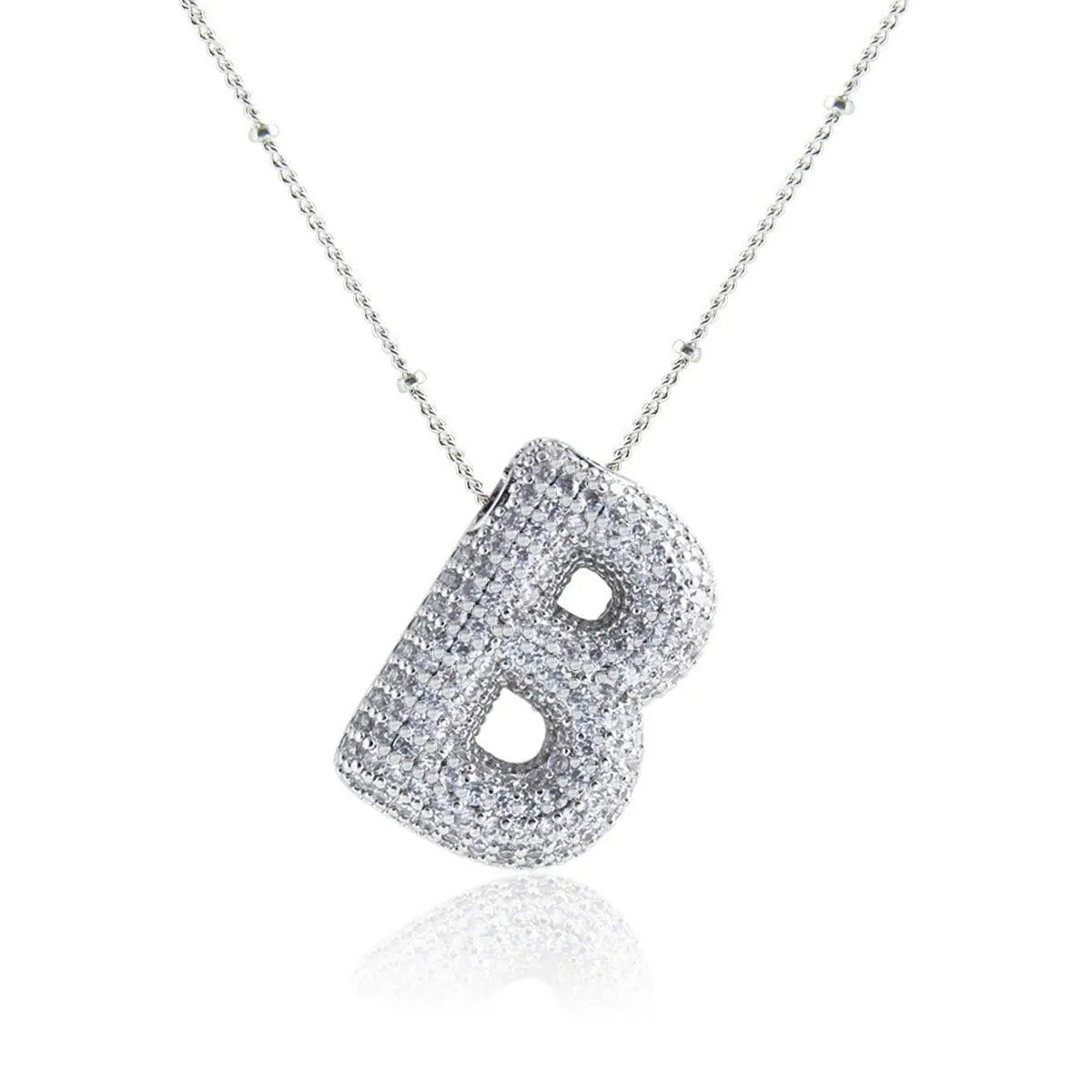 Bubble Initial Necklace 14k Gold Plated Cubic Zirconia nowadaysfashion