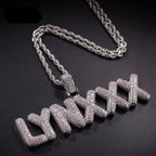 bubble letter name necklace custom diamond pendant nowadaysfashion