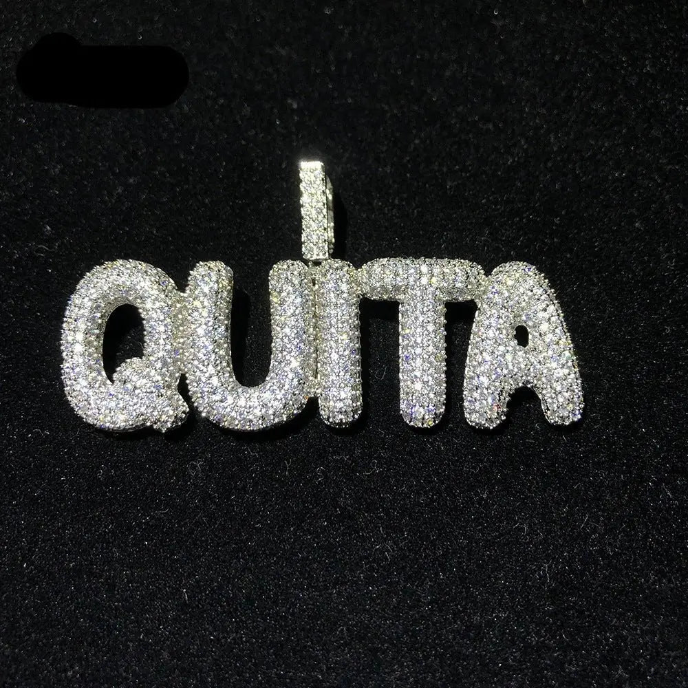 bubble letter name necklace custom diamond pendant - Blade & Thread