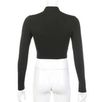 Buckle Halterneck Sexy Womens T Shirt Harajuku Long Sleeve Crop Top Streetwear Basic Tshirt nowadaysfashion