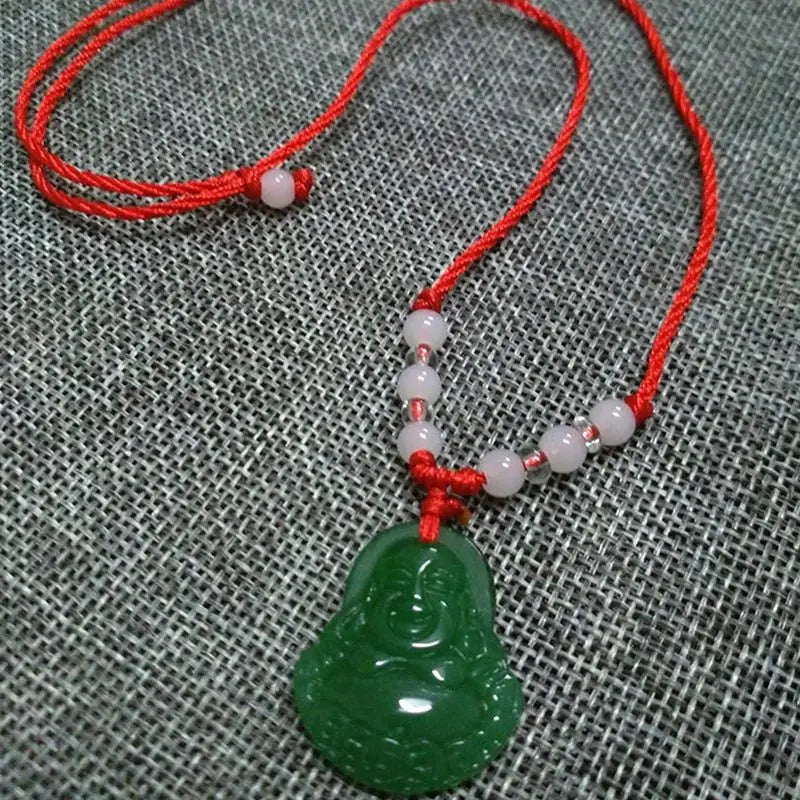 Buddhist Woven Necklace Lotus Guanyin jade Buddha Pendant Long Life Lock Pendant Lucky Necklace nowadaysfashion