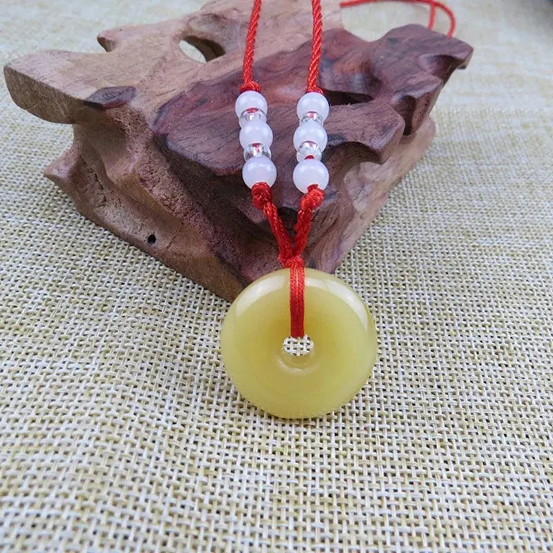 Buddhist Woven Necklace Lotus Guanyin jade Buddha Pendant Long Life Lock Pendant Lucky Necklace - Blade & Thread