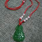 Buddhist Woven Necklace Lotus Guanyin jade Buddha Pendant Long Life Lock Pendant Lucky Necklace nowadaysfashion
