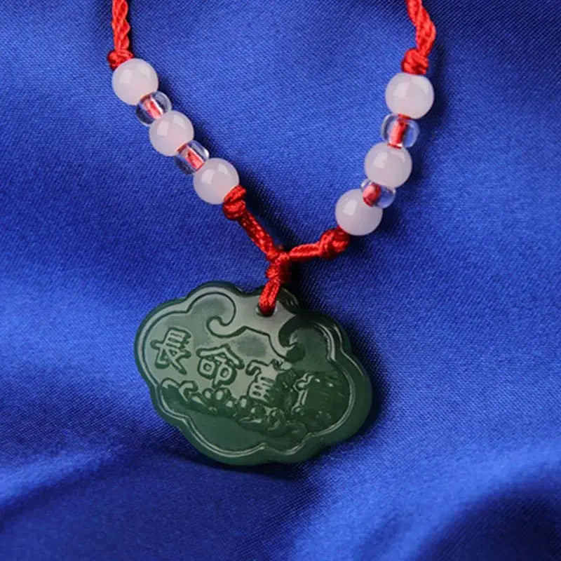 Buddhist Woven Necklace Lotus Guanyin jade Buddha Pendant Long Life Lock Pendant Lucky Necklace nowadaysfashion