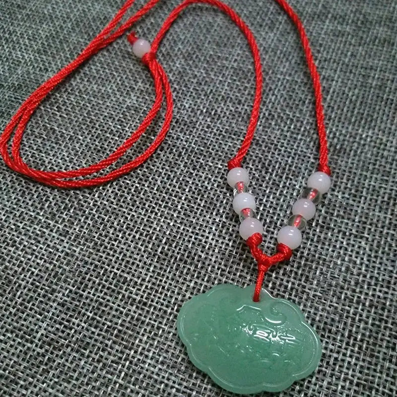 Buddhist Woven Necklace Lotus Guanyin jade Buddha Pendant Long Life Lock Pendant Lucky Necklace - Blade & Thread