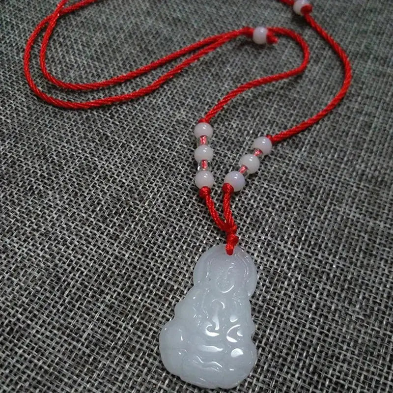 Buddhist Woven Necklace Lotus Guanyin jade Buddha Pendant Long Life Lock Pendant Lucky Necklace nowadaysfashion