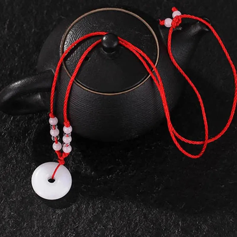 Buddhist Woven Necklace Lotus Guanyin jade Buddha Pendant Long Life Lock Pendant Lucky Necklace - Blade & Thread