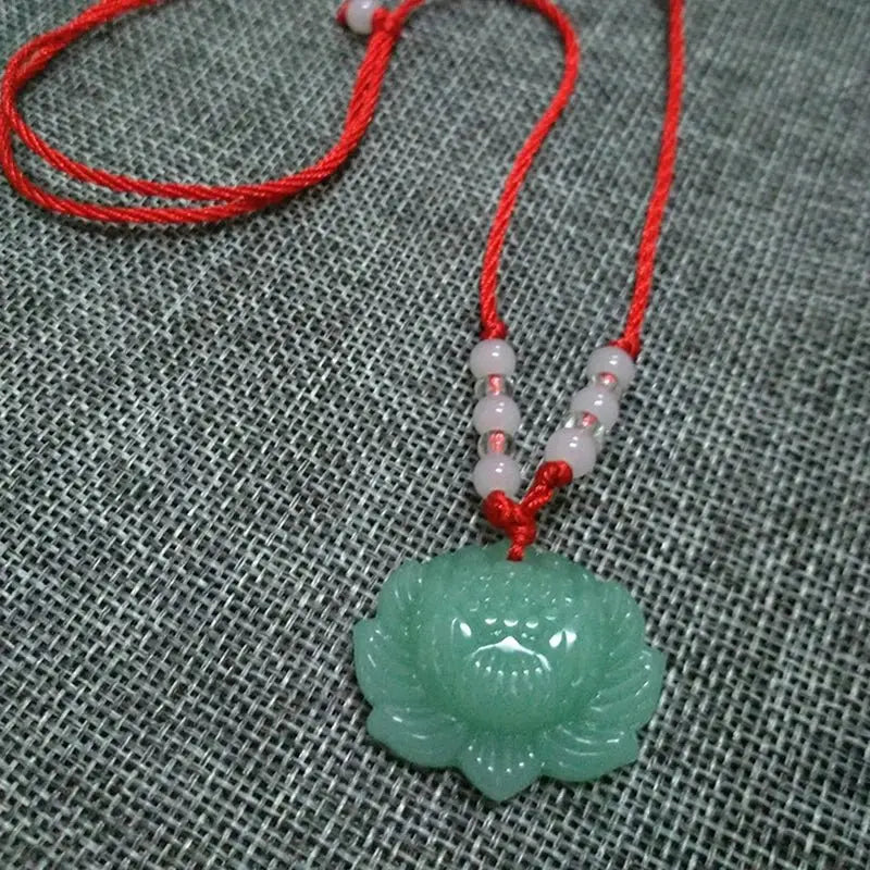 Buddhist Woven Necklace Lotus Guanyin jade Buddha Pendant Long Life Lock Pendant Lucky Necklace - Blade & Thread