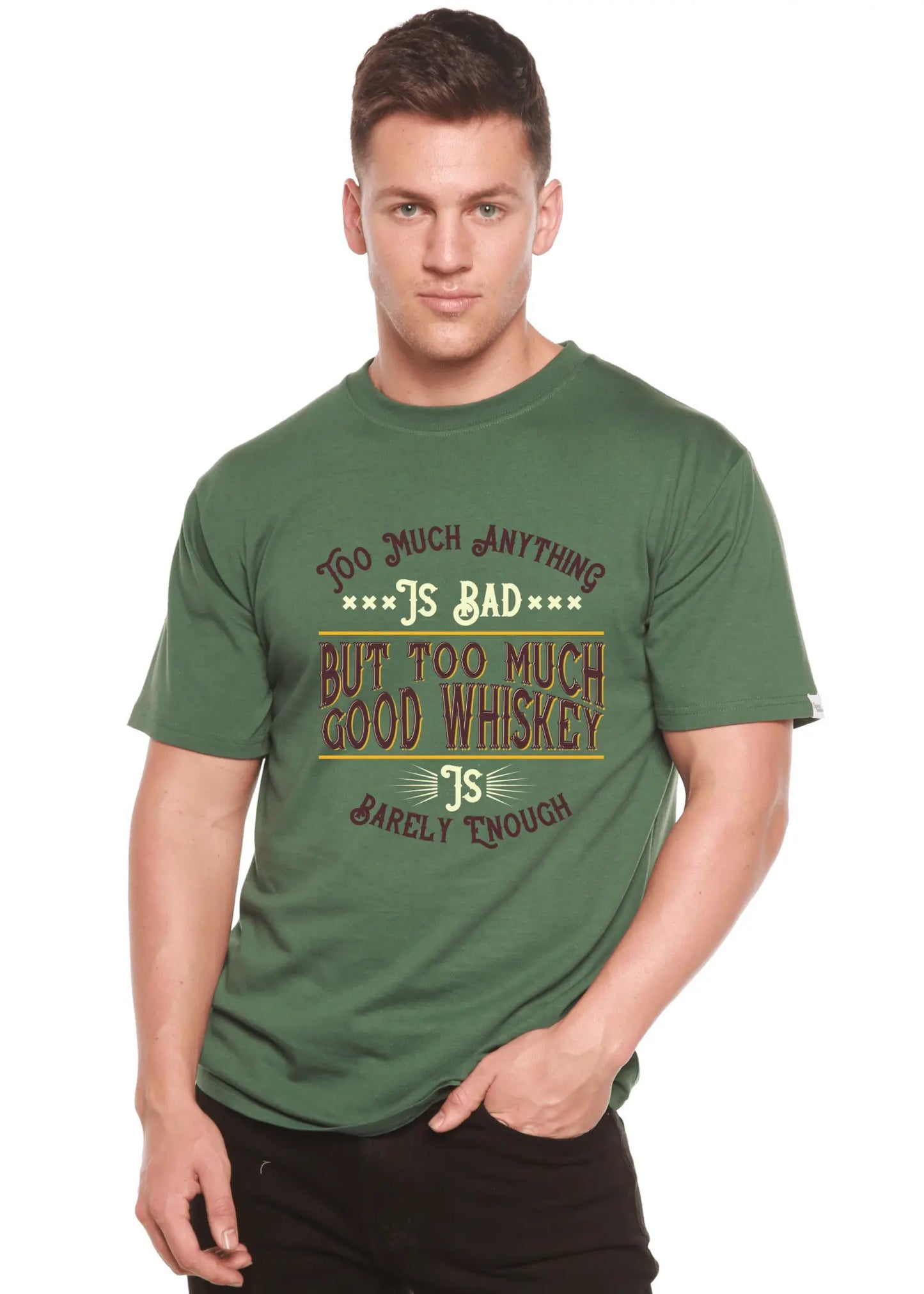 But Too Much Good Whiskey Men's Bamboo Viscose/Organic Cotton Short Sleeve Graphic T-Shirt - Blade & Thread