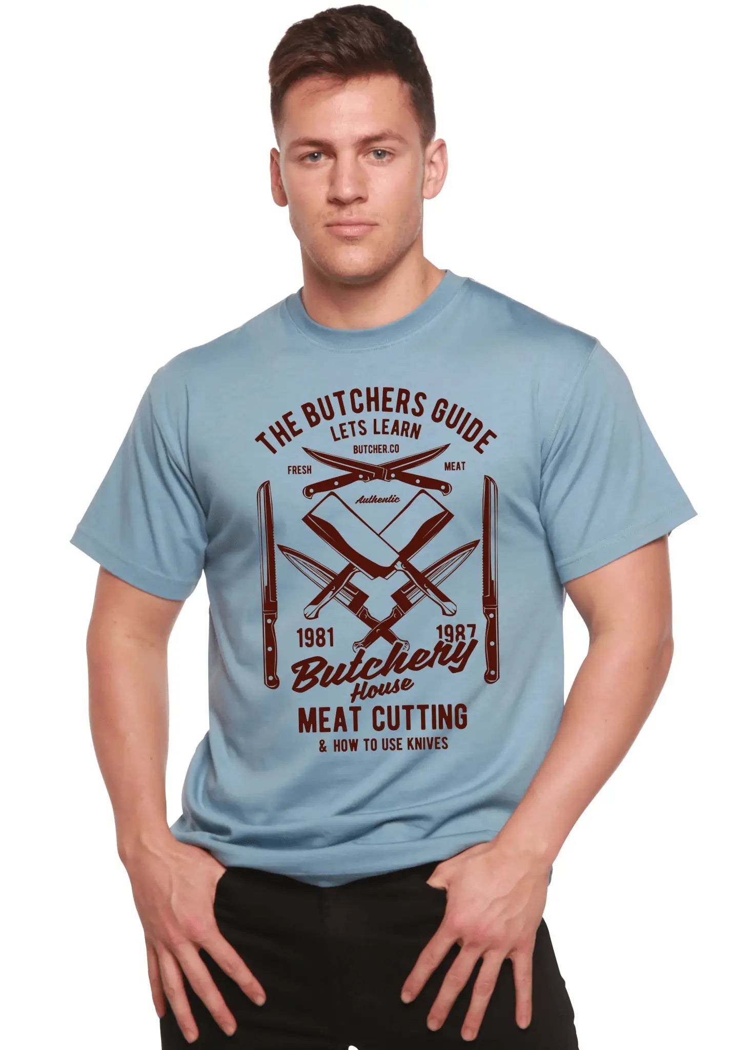 Butchery House Men's Bamboo Viscose/Organic Cotton Short Sleeve Graphic T-Shirt Spun Bamboo