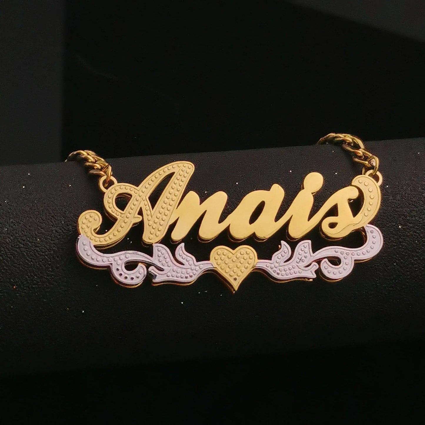 butterfly dove 3D Double Plate Custom Nameplate Necklace Personalized Name Necklace - Blade & Thread