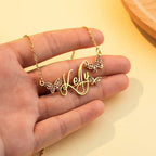 Butterfly Full Diamond Customized Name Necklace nowadaysfashion