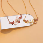 Butterfly Full Diamond Customized Name Necklace nowadaysfashion