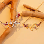 Butterfly Full Diamond Customized Name Necklace nowadaysfashion
