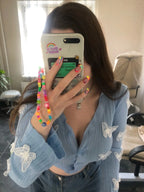 Butterfly Knit Cardigans Women V-Neck Crop Tops Ladies Summer Thin Long Sleeved nowadaysfashion
