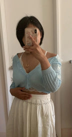 Butterfly Knit Cardigans Women V-Neck Crop Tops Ladies Summer Thin Long Sleeved nowadaysfashion