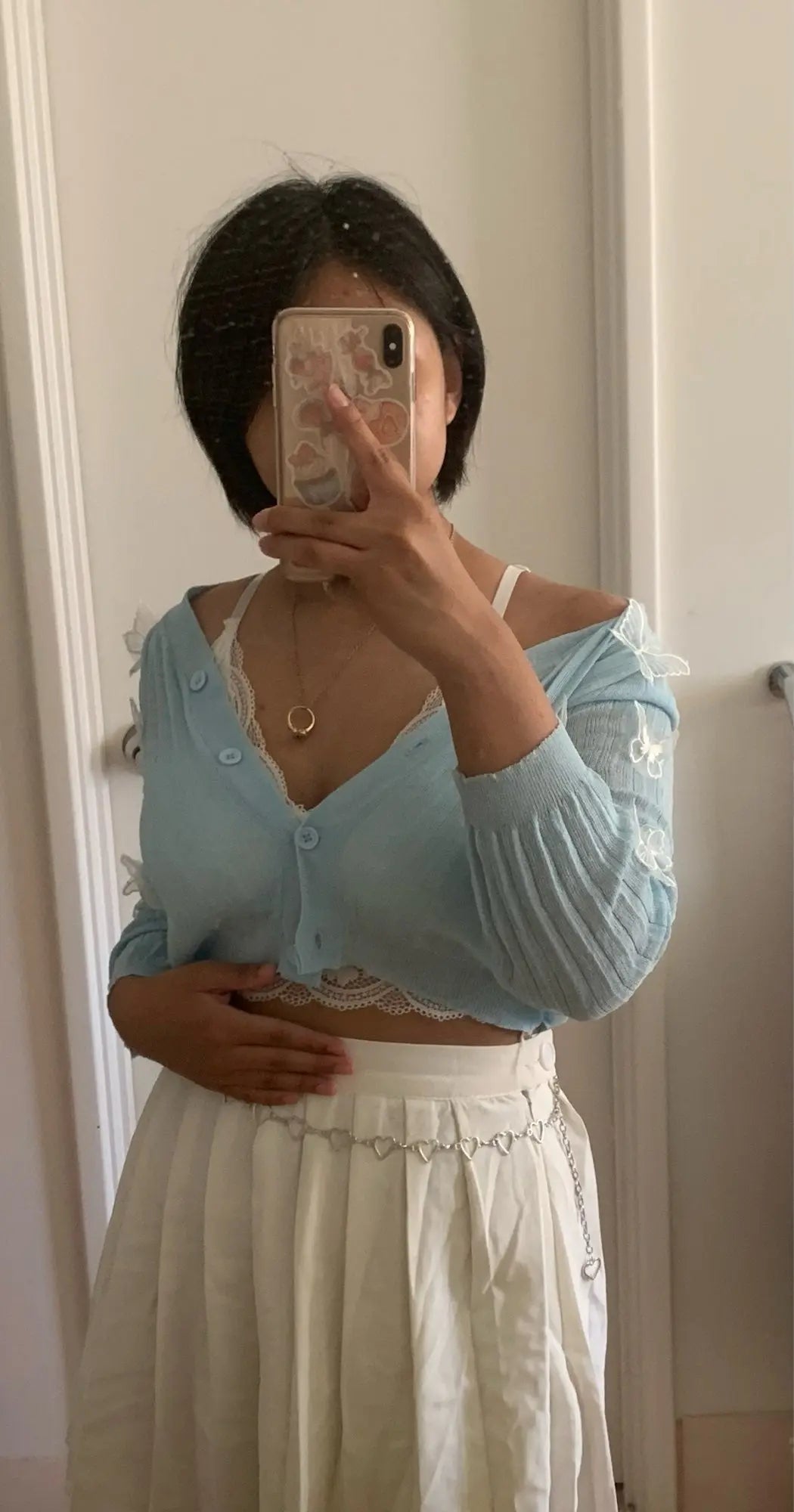 Butterfly Knit Cardigans Women V-Neck Crop Tops Ladies Summer Thin Long Sleeved - Blade & Thread