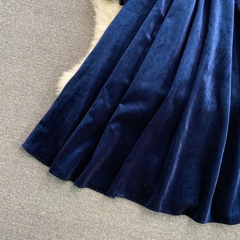 Button Full Dress A Line Stand Collar Chiffon Single Breasted Women Dresses nowadaysfashion