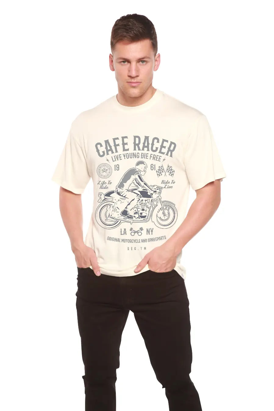 Cafe Racer Men's Bamboo Viscose/Organic Cotton Short Sleeve Graphic T-Shirt Spun Bamboo