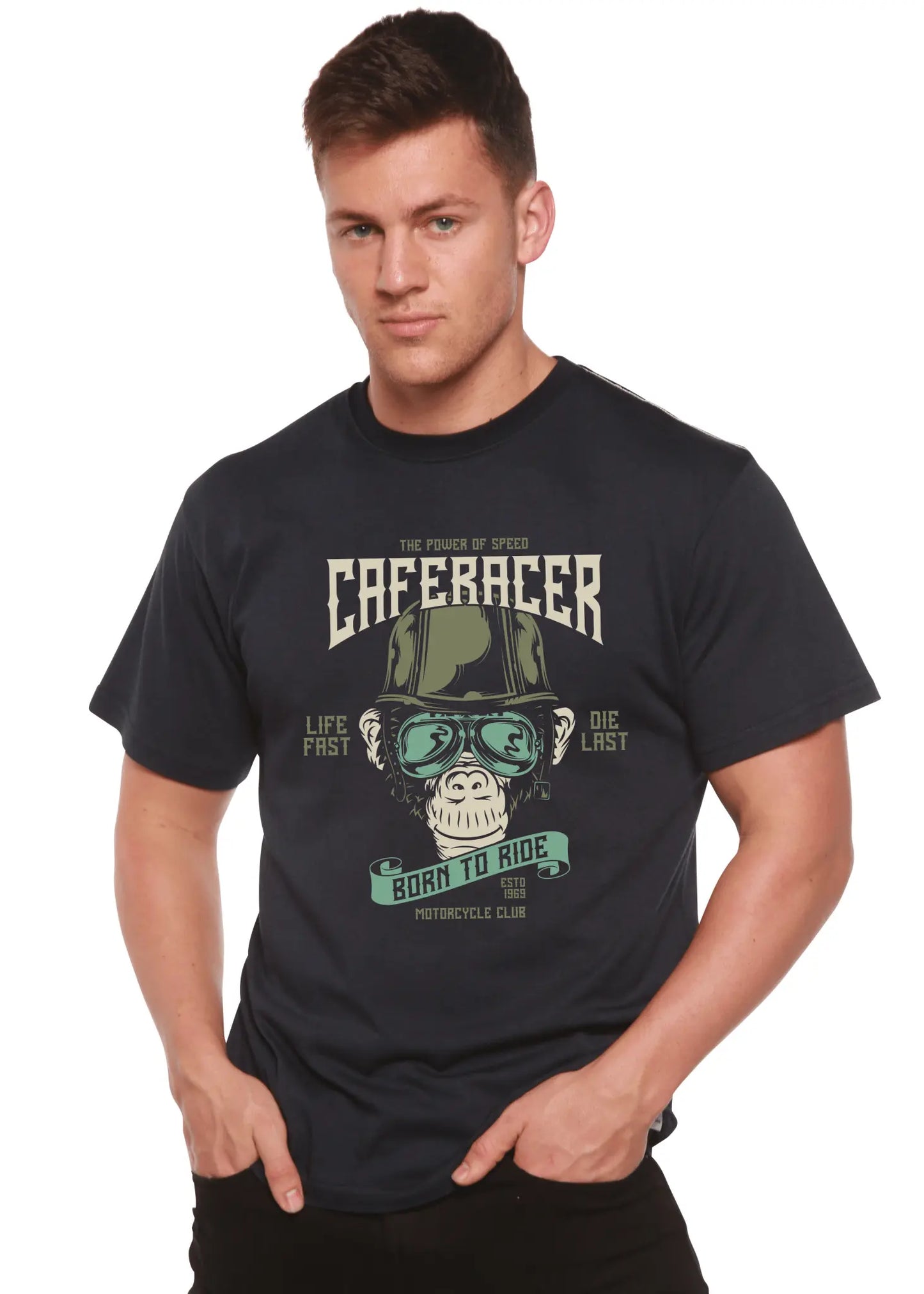CafeRacer Men's Bamboo Viscose/Organic Cotton Short Sleeve Graphic T-Shirt - Blade & Thread
