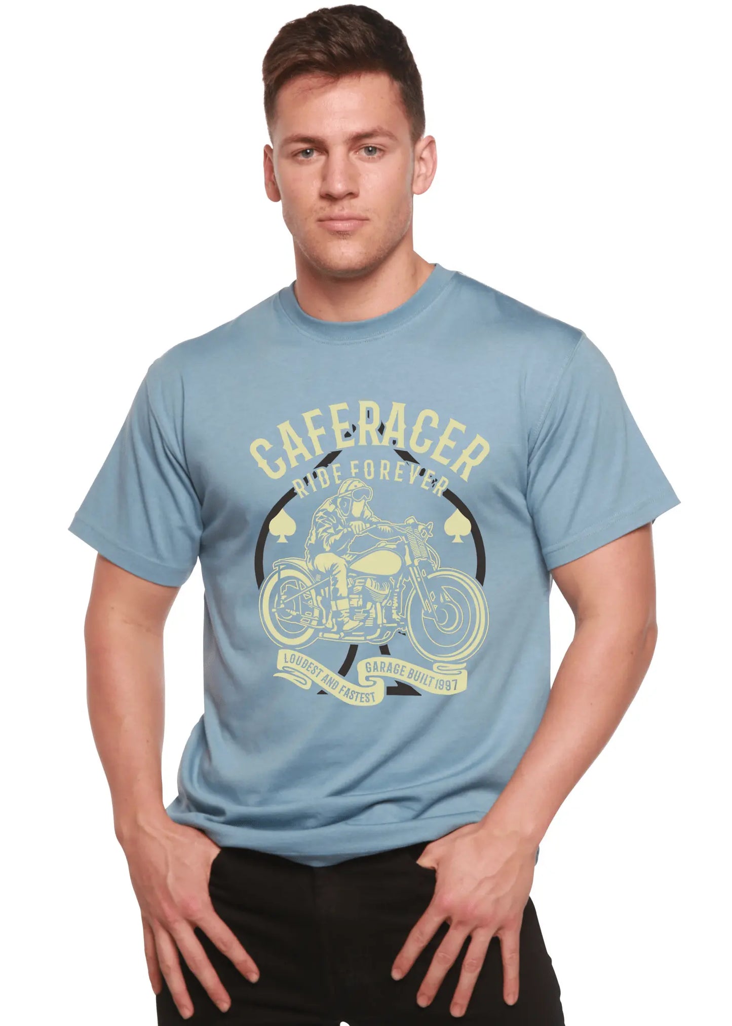 Caferacer Ride Forever Men's Bamboo Viscose/Organic Cotton Short Sleeve Graphic T-Shirt - Blade & Thread