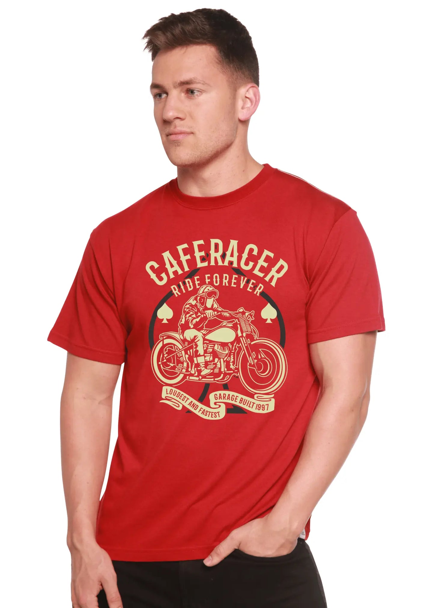 Caferacer Ride Forever Men's Bamboo Viscose/Organic Cotton Short Sleeve Graphic T-Shirt - Blade & Thread