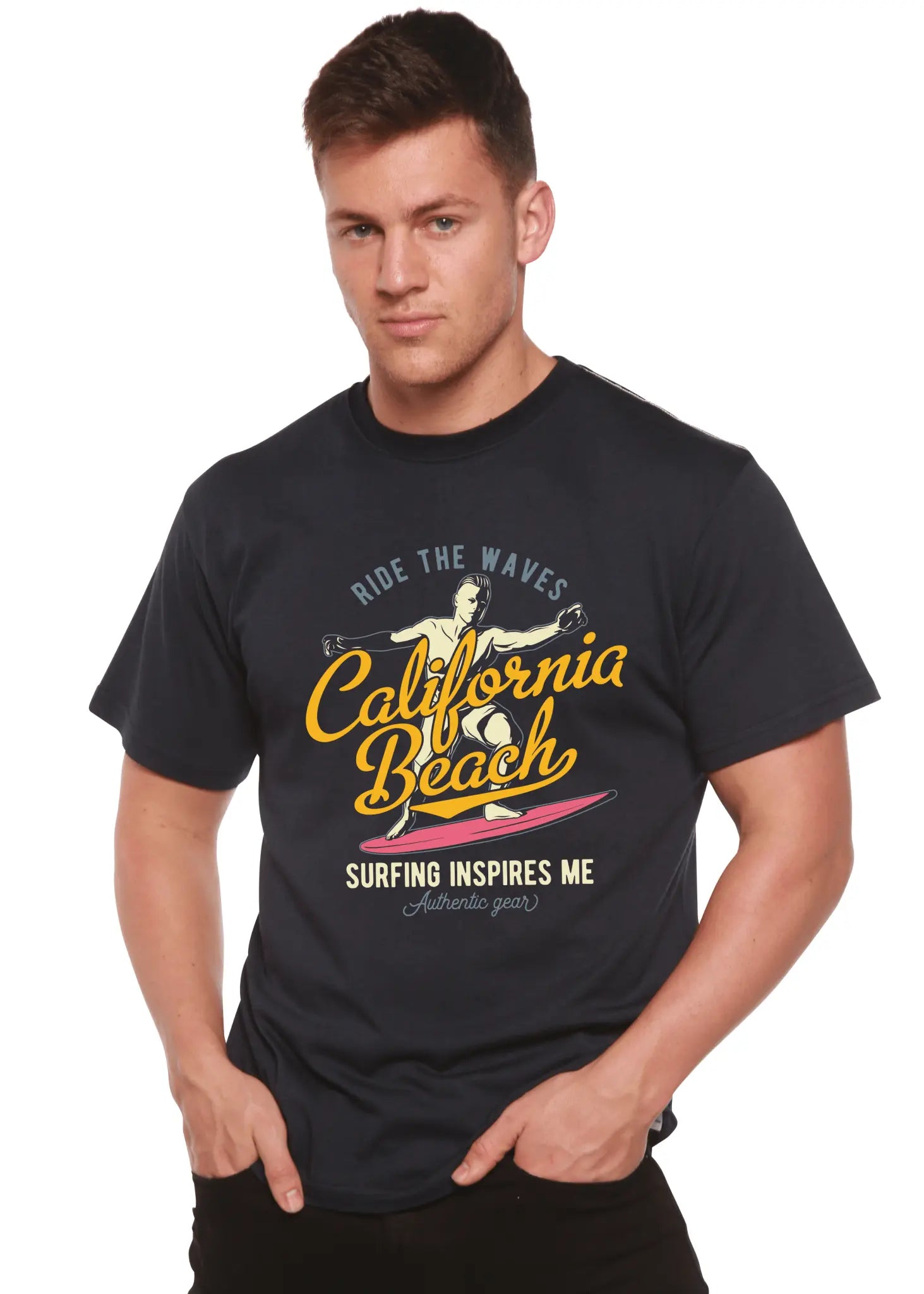 California Beach Men's Bamboo Viscose/Organic Cotton Short Sleeve Graphic T-Shirt - Blade & Thread