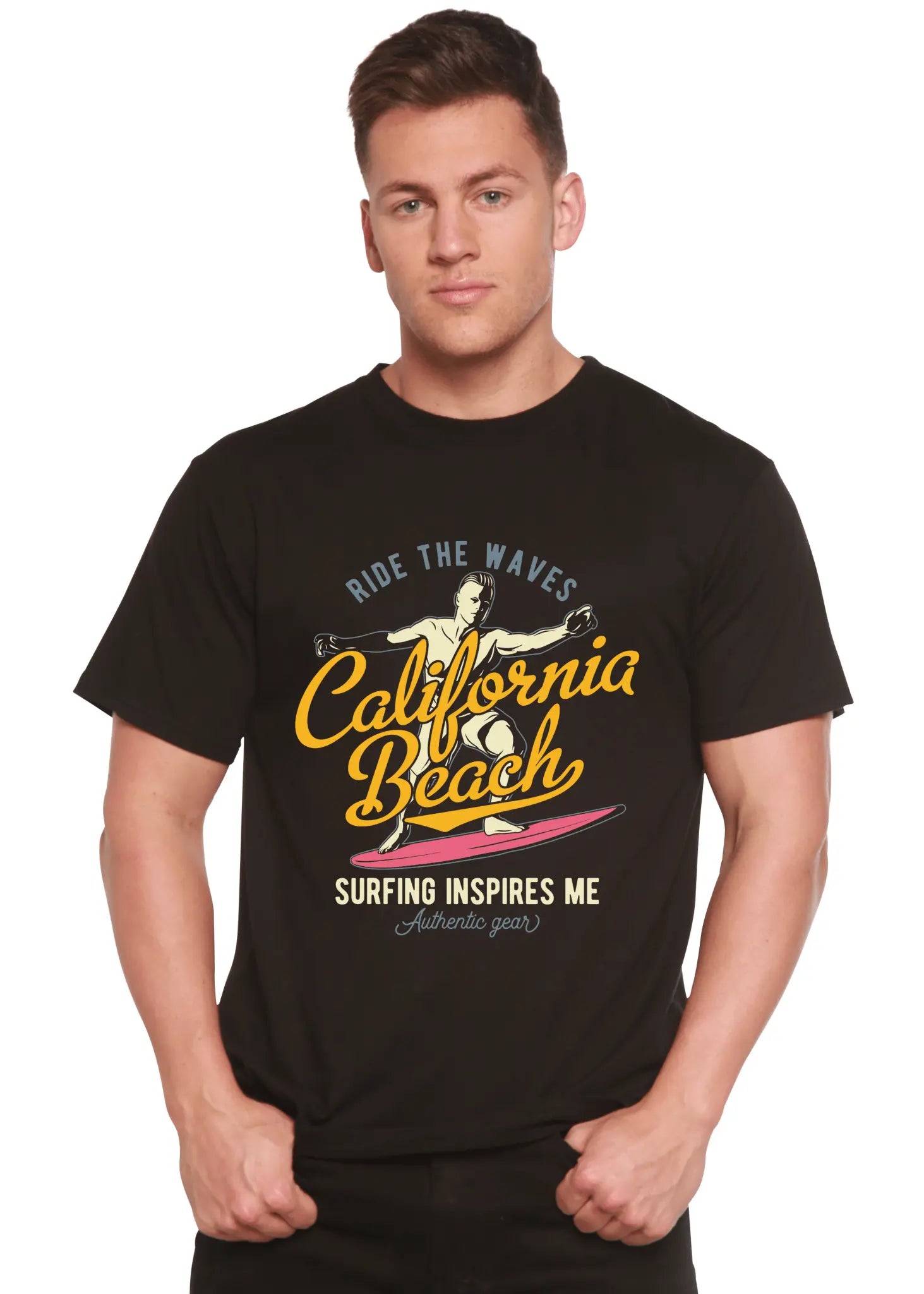 California Beach Men's Bamboo Viscose/Organic Cotton Short Sleeve Graphic T-Shirt - Blade & Thread