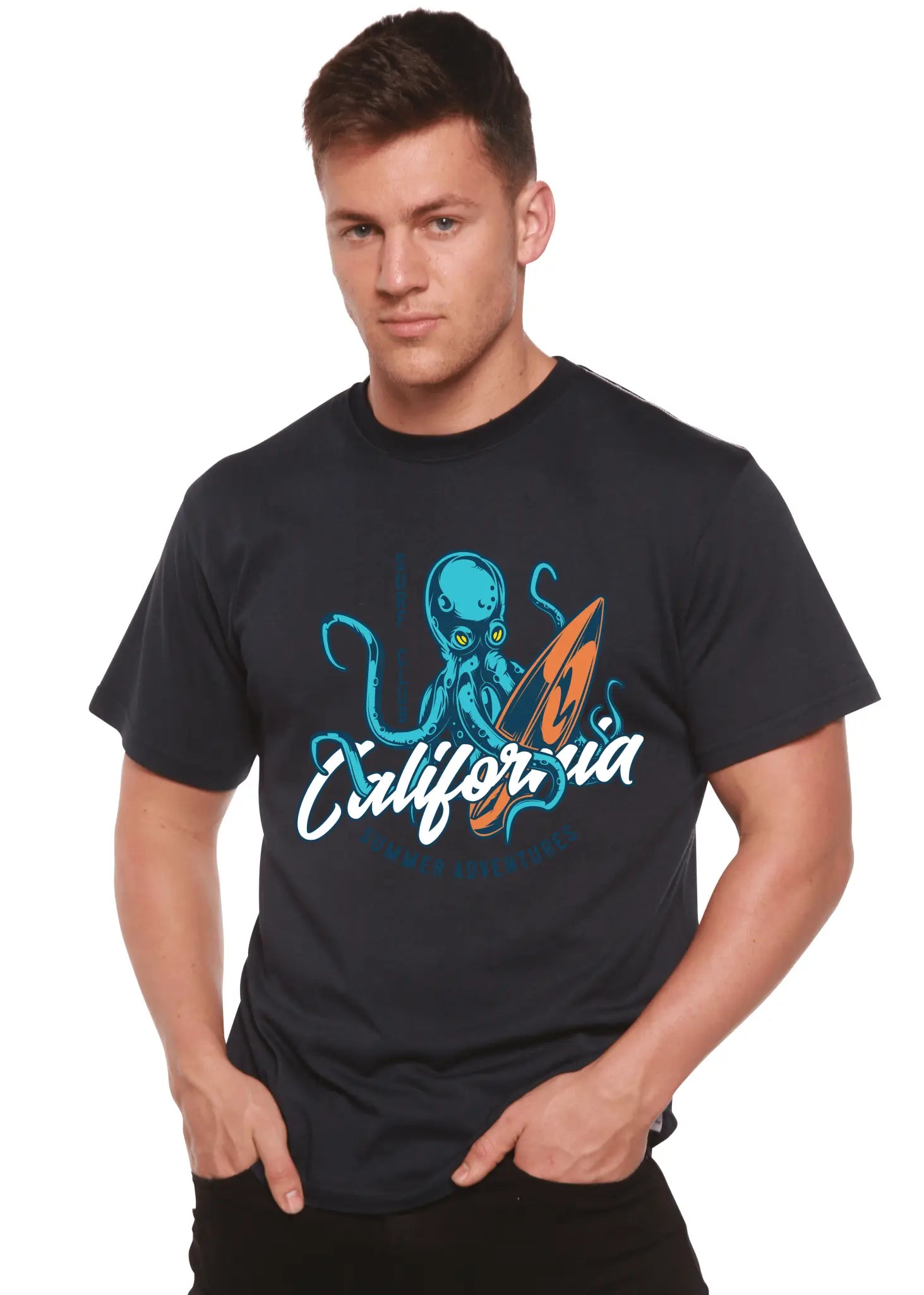 California Summer Adventures Men's Bamboo Viscose/Organic Cotton Short Sleeve Graphic T-Shirt - Blade & Thread