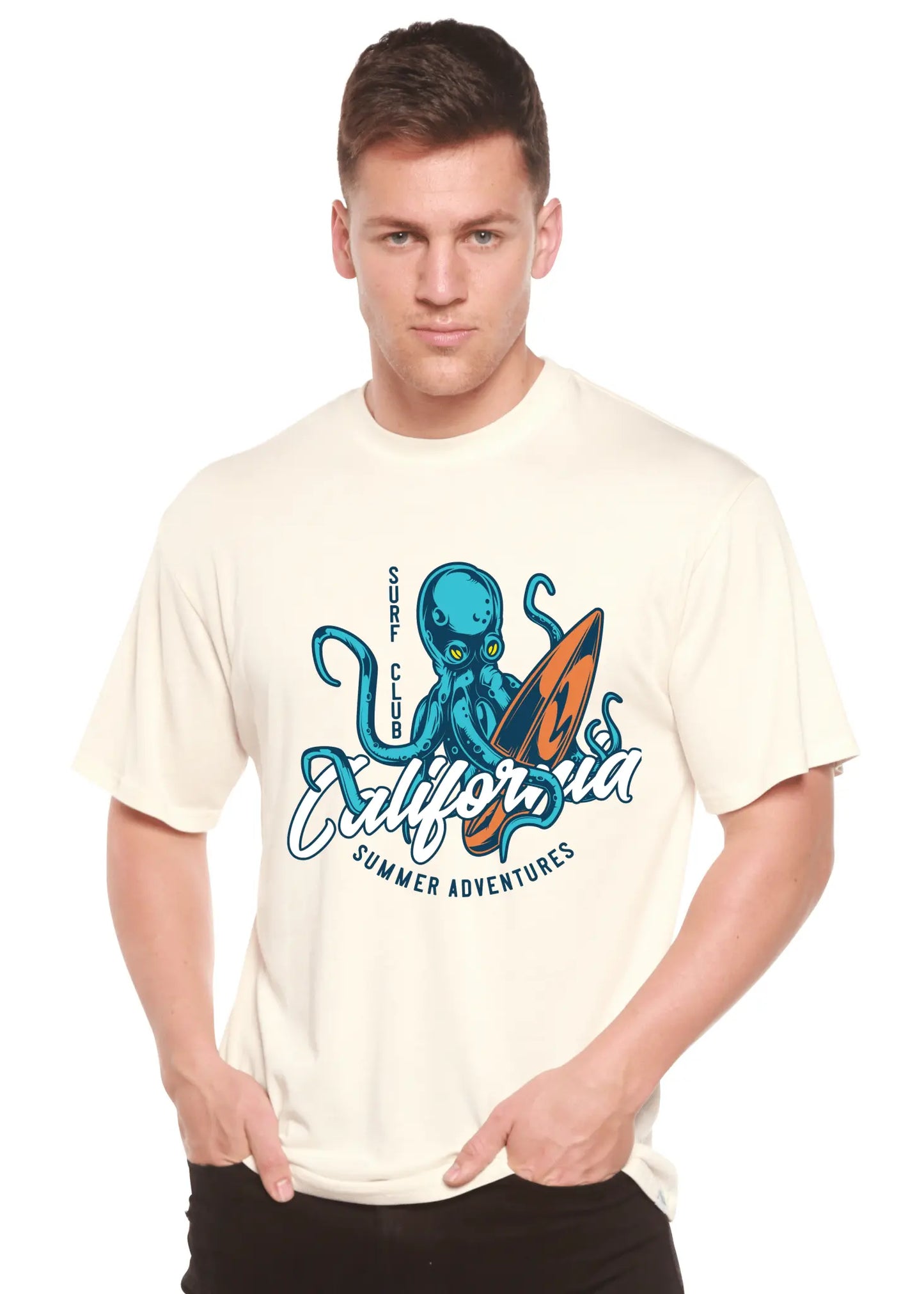 California Summer Adventures Men's Bamboo Viscose/Organic Cotton Short Sleeve Graphic T-Shirt - Blade & Thread