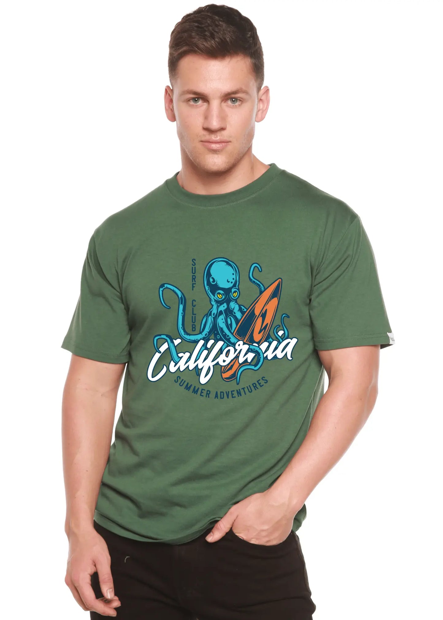 California Summer Adventures Men's Bamboo Viscose/Organic Cotton Short Sleeve Graphic T-Shirt - Blade & Thread