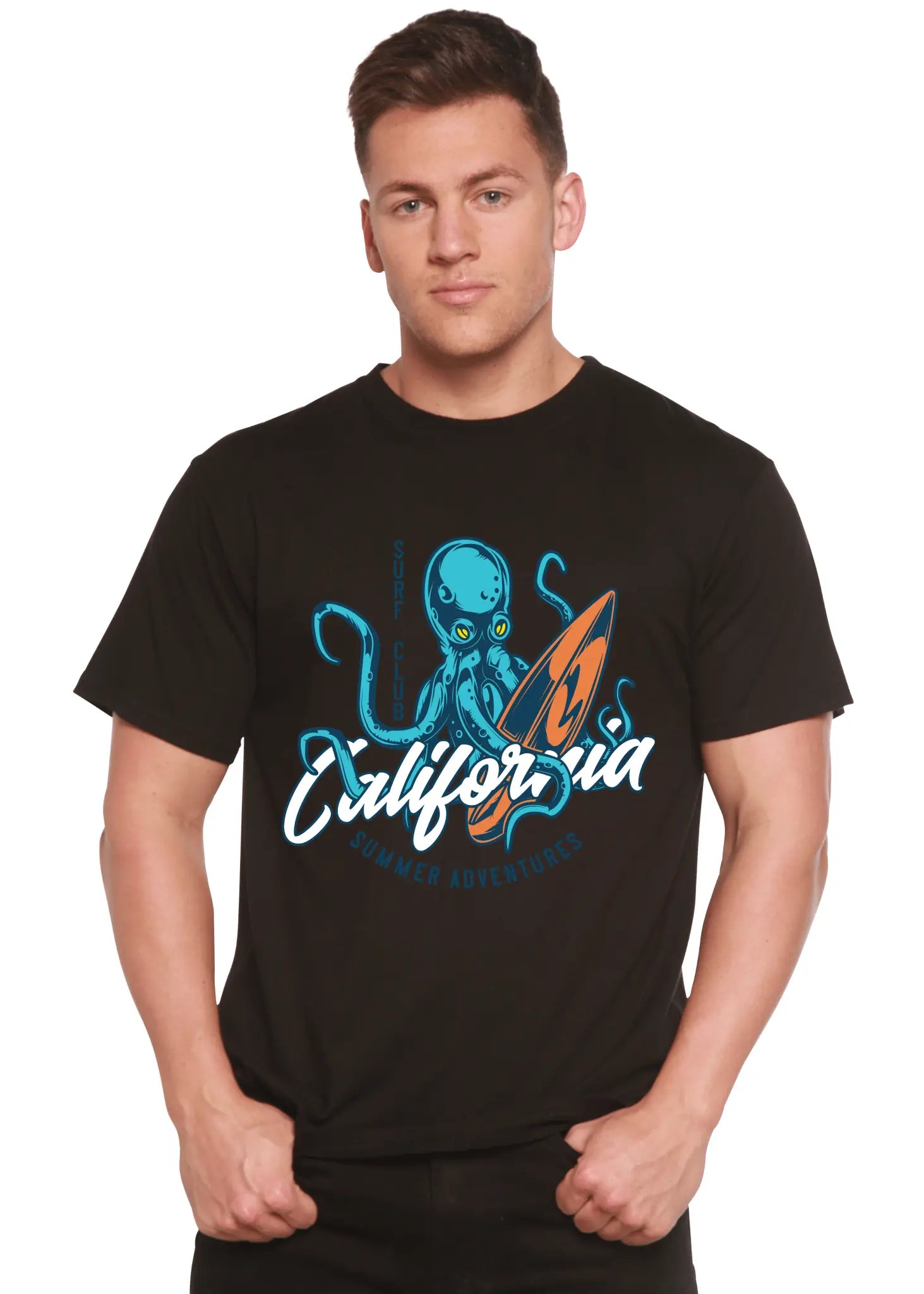 California Summer Adventures Men's Bamboo Viscose/Organic Cotton Short Sleeve Graphic T-Shirt - Blade & Thread
