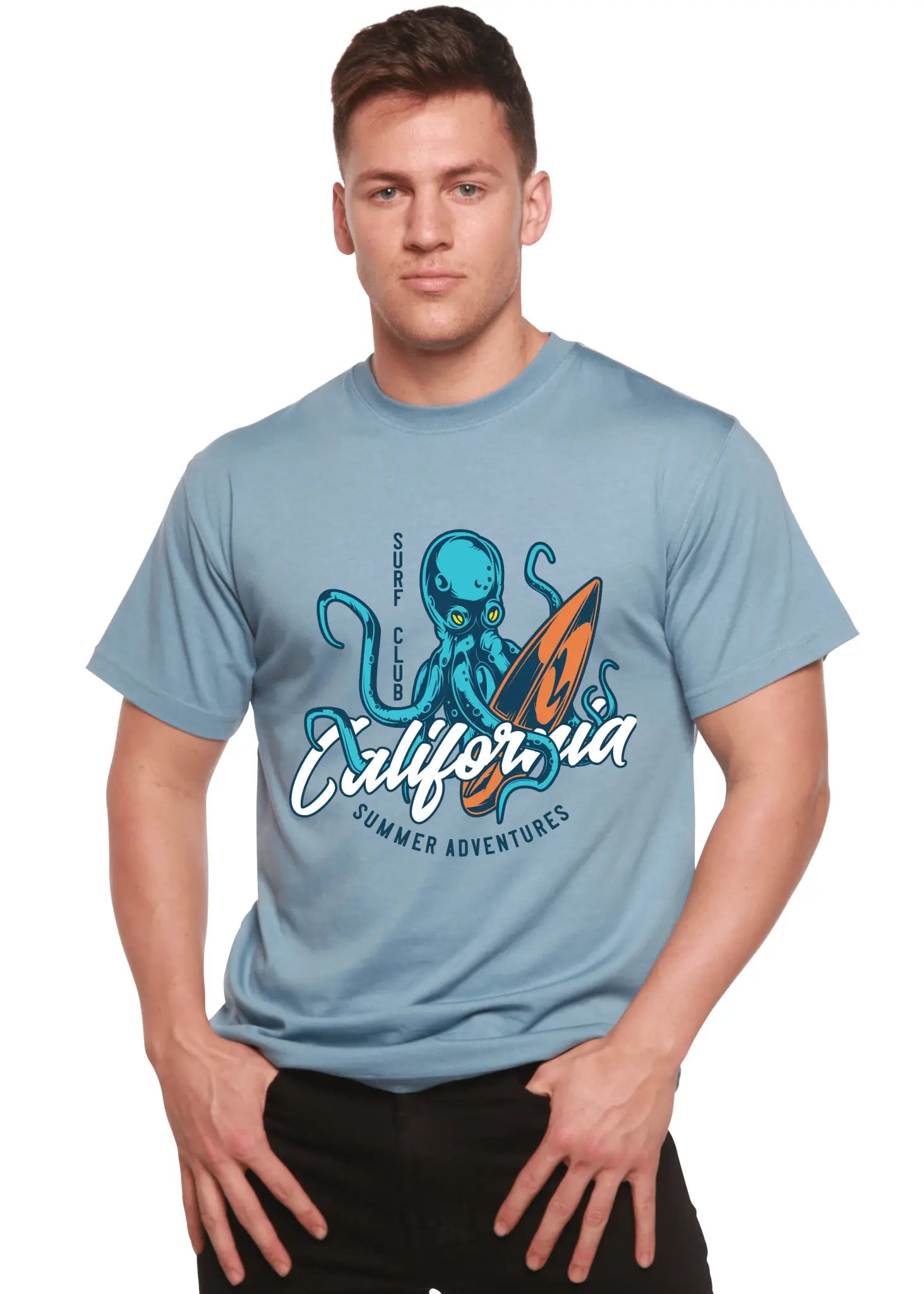 California Summer Adventures Men's Bamboo Viscose/Organic Cotton Short Sleeve Graphic T-Shirt - Blade & Thread