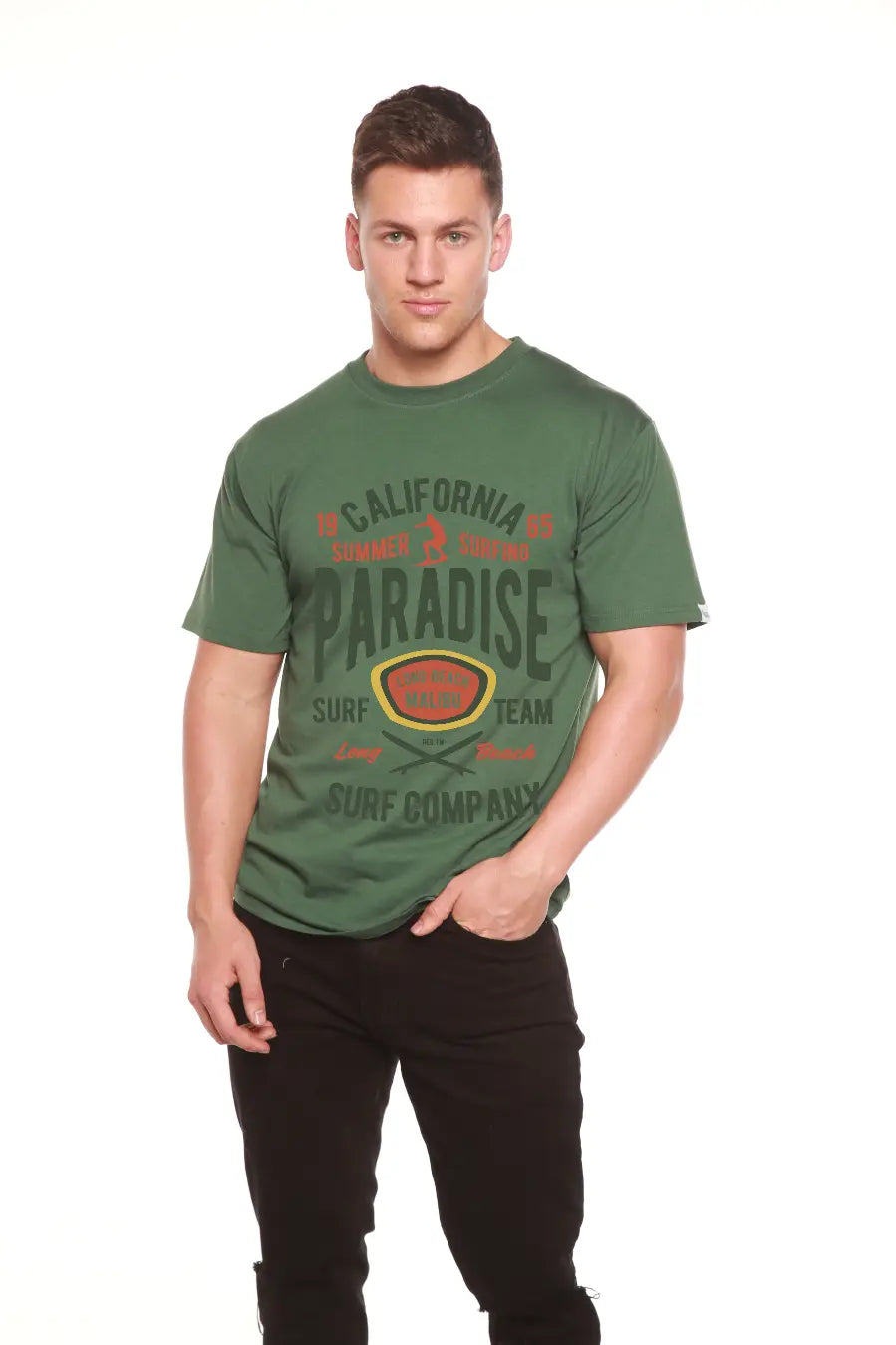 California Summer Surfing Men's Bamboo Viscose/Organic Cotton Short Sleeve Graphic T-Shirt Spun Bamboo