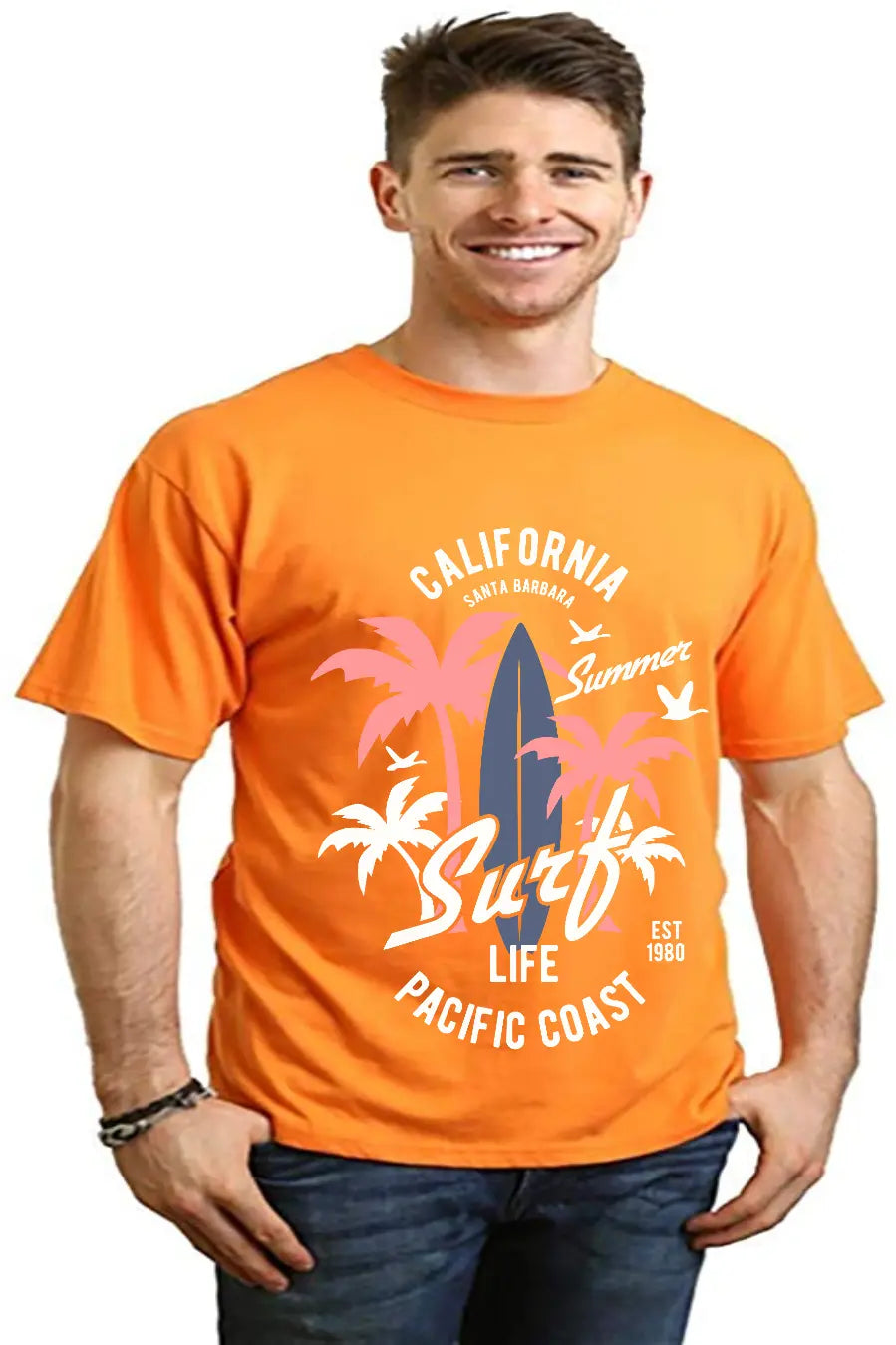 California Surf Men's Bamboo Viscose/Organic Cotton Short Sleeve Graphic T-Shirt Spun Bamboo