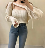Camisole Knitted Cardigans Women Two Piece Sets 2021 Autumn Sweater Jacket Woman nowadaysfashion