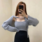 Camisole Knitted Cardigans Women Two Piece Sets 2021 Autumn Sweater Jacket Woman nowadaysfashion