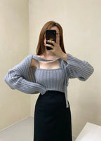 Camisole Knitted Cardigans Women Two Piece Sets 2021 Autumn Sweater Jacket Woman nowadaysfashion
