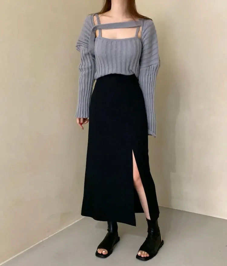 Camisole Knitted Cardigans Women Two Piece Sets 2021 Autumn Sweater Jacket Woman - Blade & Thread